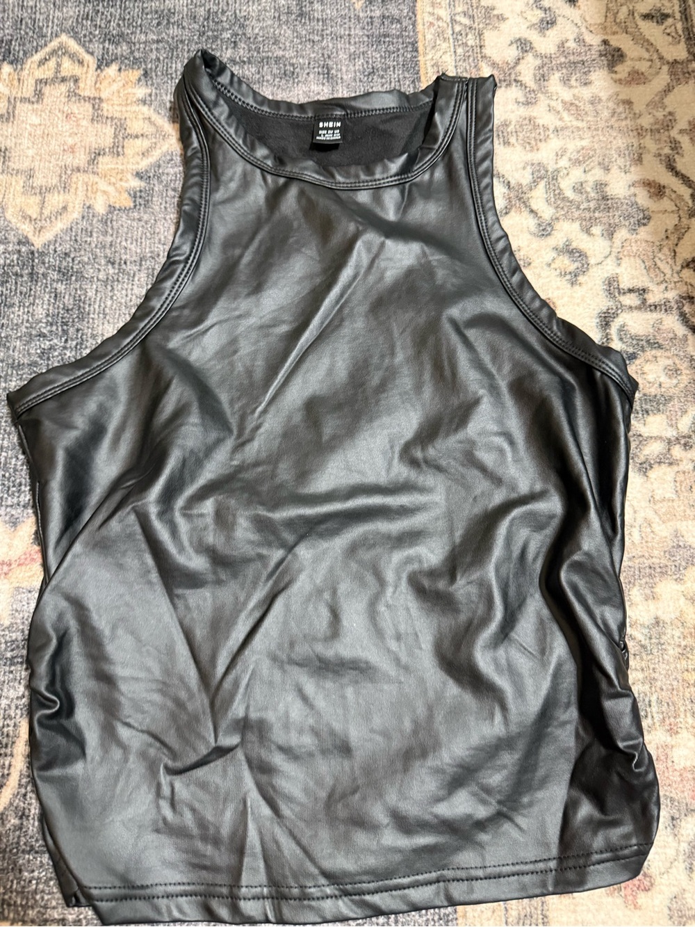 SHEIN Black Faux Leather Tank Top